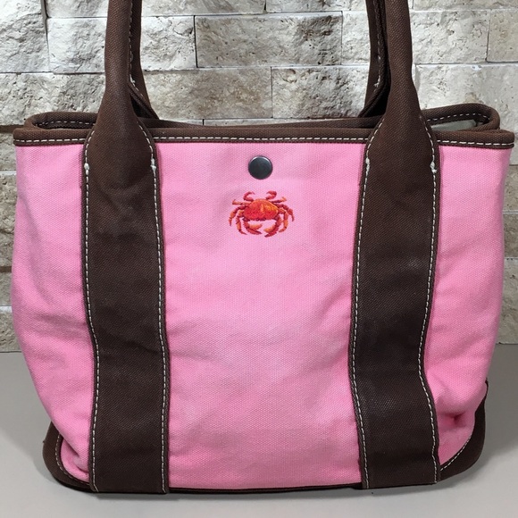 J. Crew Bags J Crew Bag Handbag Tote Leather Pink Canvas Beach Poshmark